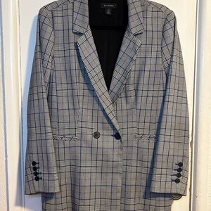 Halogen Black and Blue Checkered Blazer
